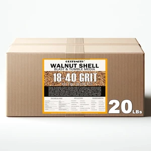 18-40 Grit Premium Ground Crushed Walnut Shell Media (20 LBS / 9.08 KG) Fine Grit, Sand Blasting, Vibratory Tumbling, Brass Reloading Case Cleaning, Polishing, Deburring, Pincushion Filler, Crafts 18-40 Grit Premium Ground Crushed Walnut Shell Media (20 LBS / 9.08 KG) Fine Grit, Sand Blasting, Vibratory Tumbling, Brass Reloading Case Cleaning, Polishing, Deburring, Pincushion Filler, Crafts