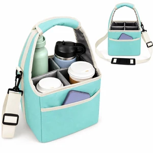 Reusable Drink Carrier Tote Bag with Handle Family Size 4 Compartment Water Bottle Holder with Adjustable Shoulder Strap & Removable Dividers Multiple Tumbler Caddy for Car,Delivery,Family Outings Reusable Drink Carrier Tote Bag with Handle Family Size 4 Compartment Water Bottle Holder with Adjustable Shoulder Strap & Removable Dividers Multiple Tumbler Caddy for Car,Delivery,Family Outings