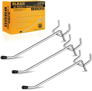 55-Piece 4 Inch Pegboard Hooks, Heavy Duty Peg Board Organizer Accessories, Peg Board Tool Hangers Fit for 1/4" and 1/8" Pegboard Hanging Tools Garage, Workshop, and Craft Storage 55-Piece 4 Inch Pegboard Hooks, Heavy Duty Peg Board Organizer Accessories, Peg Board Tool Hangers Fit for 1/4" and 1/8" Pegboard Hanging Tools Garage, Workshop, and Craft Storage