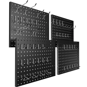 Heavy Duty Peg Board, 4 Pack Metal Pegboard Panels with 50 Hooks Black Pegboard Organizer - Heavy Duty Wall Mount Storage System for Garage Tools, Workbench, Office & Home Organization Heavy Duty Peg Board, 4 Pack Metal Pegboard Panels with 50 Hooks Black Pegboard Organizer - Heavy Duty Wall Mount Storage System for Garage Tools, Workbench, Office & Home Organization