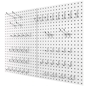 Heavy Duty Peg Board, 4 Pack Metal Pegboard Panels with 50 Hooks White Pegboard Organizer - Heavy Duty Wall Mount Storage System for Garage Tools, Workbench, Office & Home Organization Heavy Duty Peg Board, 4 Pack Metal Pegboard Panels with 50 Hooks White Pegboard Organizer - Heavy Duty Wall Mount Storage System for Garage Tools, Workbench, Office & Home Organization