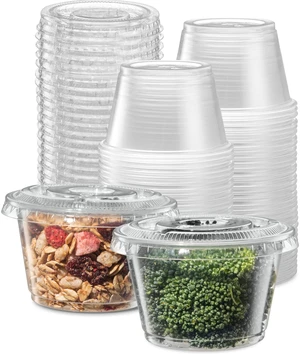 {4 oz - 100 Sets} Clear Diposable Plastic Portion Cups With Lids, Small Mini Containers For Portion Controll, Jello Shots, Meal Prep, Sauce Cups, Slime, Condiments, Medicine, Dressings, Crafts {4 oz - 100 Sets} Clear Diposable Plastic Portion Cups With Lids, Small Mini Containers For Portion Controll, Jello Shots, Meal Prep, Sauce Cups, Slime, Condiments, Medicine, Dressings, Crafts