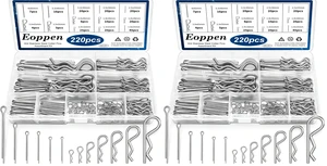 220Pcs Cotter Pin Assortment Kit 304 Stainless Steel 13 Sizes Cotter Pins & R Clips Cotter Pin Set for Hitch Pin Lock Systems (Pack of 2) 220Pcs Cotter Pin Assortment Kit 304 Stainless Steel 13 Sizes Cotter Pins & R Clips Cotter Pin Set for Hitch Pin Lock Systems (Pack of 2)