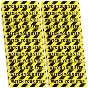 24 Pieces Watch Your Step Floor Stickers Anti Slip Abrasive Safety 6x24 in Caution Decals for Stairs, Adhesive Warning Tape for Wet Surfaces, Non-slip Grit Texture, Workplace Safety Signs 24 Pieces Watch Your Step Floor Stickers Anti Slip Abrasive Safety 6x24 in Caution Decals for Stairs, Adhesive Warning Tape for Wet Surfaces, Non-slip Grit Texture, Workplace Safety Signs