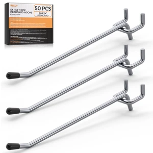 50 Pack 6 Inch Pegboard Hooks with Rubber Tipped, 1/4" Heavy Duty Peg Board Hooks Accessories,Peg Board Tool Hangers Fit 1/4" Pegboard, For Hanging Tools Garage, Craft Room, Kitchen, Store 50 Pack 6 Inch Pegboard Hooks with Rubber Tipped, 1/4" Heavy Duty Peg Board Hooks Accessories,Peg Board Tool Hangers Fit 1/4" Pegboard, For Hanging Tools Garage, Craft Room, Kitchen, Store