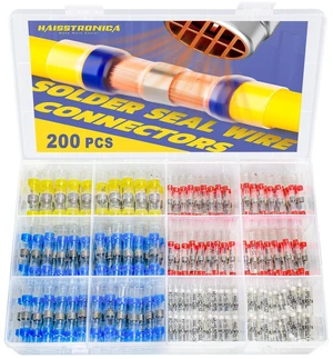 200PCS Solder Seal Wire Connectors Kit, 4 Colors/4 Sizes 26-10 AWG, Wire Gauge Markings, Clear Sleeves, Hot-Melt Adhesive Rings, Compartment Storage, Automotive Wiring 200PCS Solder Seal Wire Connectors Kit, 4 Colors/4 Sizes 26-10 AWG, Wire Gauge Markings, Clear Sleeves, Hot-Melt Adhesive Rings, Compartment Storage, Automotive Wiring