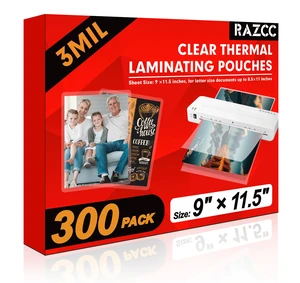Laminating Sheets, 300 Pack Clear Thermal Laminating Plastic Paper Laminator Sheets, 9 x 11.5-Inch, 3mil, Ideal Office or School Supplies Laminating Sheets, 300 Pack Clear Thermal Laminating Plastic Paper Laminator Sheets, 9 x 11.5-Inch, 3mil, Ideal Office or School Supplies