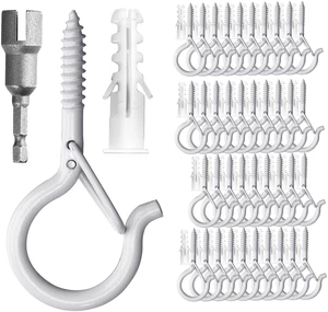 40 Pack Screw Hooks for Hanging Plants Outdoor Lights(White) Christmas Seasonal Lighting, Heavy Duty 2.2 Inch Eye Hook Cup Ceiling Hook Q-Hanger for Patio, Wall Wood Ceiling Deck Mount 40 Pack Screw Hooks for Hanging Plants Outdoor Lights(White) Christmas Seasonal Lighting, Heavy Duty 2.2 Inch Eye Hook Cup Ceiling Hook Q-Hanger for Patio, Wall Wood Ceiling Deck Mount