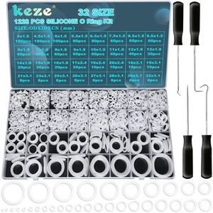 1228 Pcs 32 Size Clear Food Grade Silicone O Rings Assortment Kit with Pick and Hook,White Heat Resistance VMQ Seal O Ring Set Metric OD:4-32mm 1228 Pcs 32 Size Clear Food Grade Silicone O Rings Assortment Kit with Pick and Hook,White Heat Resistance VMQ Seal O Ring Set Metric OD:4-32mm