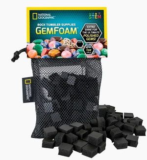 National Geographic GemFoam Reusable Rock Polisher for Rock Tumblers Reusable Polishing Foam, Adds Shine After Grit Cycles, Rock Tumbling Media, Works with Tumbled Rocks and Minerals National Geographic GemFoam Reusable Rock Polisher for Rock Tumblers Reusable Polishing Foam, Adds Shine After Grit Cycles, Rock Tumbling Media, Works with Tumbled Rocks and Minerals