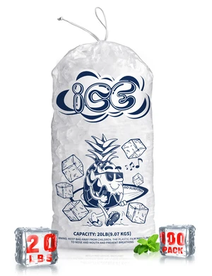 100 Pack Ice Bags 20 lb with Drawstring, Heavy-Duty Ice Bags for Ice Machine(2 Mils Thickness) 100 Pack Ice Bags 20 lb with Drawstring, Heavy-Duty Ice Bags for Ice Machine(2 Mils Thickness)