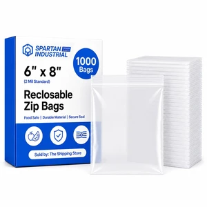 6 X 8 (1000 Count) 2 Mil Clear Reclosable Zip Plastic Poly Bags with Resealable Lock Seal Zipper 6 X 8 (1000 Count) 2 Mil Clear Reclosable Zip Plastic Poly Bags with Resealable Lock Seal Zipper