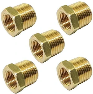 Brass 3/4" x 1/2" NPT Bushing Hex Reducer Reducing Pipe Fitting, 3/4 inch Male x 1/2 inch Female Thread 5pcs 1200 PSI Brass 3/4" x 1/2" NPT Bushing Hex Reducer Reducing Pipe Fitting, 3/4 inch Male x 1/2 inch Female Thread 5pcs 1200 PSI