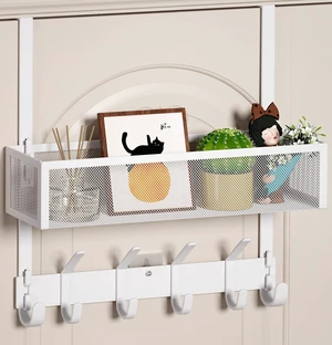 Over The Door Hooks Organizer, Over Door Towel Rack,Fits Doors 1 3/4" 10 Coat Hooks & 2 Wreath Hanger,Space-Saving,Over the Door Hooks,Door Hanger Organizer for Bedroom, Kitchen, Bathroom(White) Over The Door Hooks Organizer, Over Door Towel Rack,Fits Doors 1 3/4" 10 Coat Hooks & 2 Wreath Hanger,Space-Saving,Over the Door Hooks,Door Hanger Organizer for Bedroom, Kitchen, Bathroom(White)