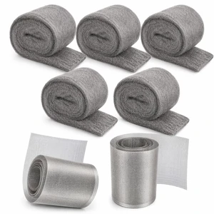 Steel Wool Bulk, Steel Wool Mice Control 5 Pack 2.75 In x 11.5 Ft Steel Wool & 2 Pack 5 In x 15 Ft Stainless Wire Mesh, Mouse Hole Filler for House Polishing Glass Steel Wool Bulk, Steel Wool Mice Control 5 Pack 2.75 In x 11.5 Ft Steel Wool & 2 Pack 5 In x 15 Ft Stainless Wire Mesh, Mouse Hole Filler for House Polishing Glass