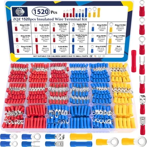 1520Pcs Wire Connectors Kit, Crimp Electrical Terminal Connectors Assorted electrical connectors set,Insulated crimp terminal,Includes ring,fork,spade,butt splices wire ends assortment kit 1520Pcs Wire Connectors Kit, Crimp Electrical Terminal Connectors Assorted electrical connectors set,Insulated crimp terminal,Includes ring,fork,spade,butt splices wire ends assortment kit