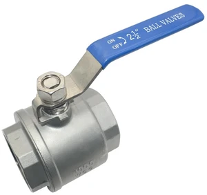 2-1/2" NPT Female 316 Stainless Steel Full Port Ball Valve Vinyl Handle WOG1000 (2-1/2 inch) 2-1/2" NPT Female 316 Stainless Steel Full Port Ball Valve Vinyl Handle WOG1000 (2-1/2 inch)