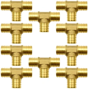 10 Pack 3/4" PEX Fittings, Brass Tee Fittings for PEX Tubing Pipe 10 Pack 3/4" PEX Fittings, Brass Tee Fittings for PEX Tubing Pipe