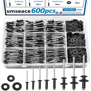600Pcs Stainless Steel Black Pop Rivets with Washer Assortment Kit 8-Sizes Stainless Rivets(1/8Inch 5/32Inch 3/16Inch) for Metal,Furniture,Automotive,Instruments 600Pcs Stainless Steel Black Pop Rivets with Washer Assortment Kit 8-Sizes Stainless Rivets(1/8Inch 5/32Inch 3/16Inch) for Metal,Furniture,Automotive,Instruments