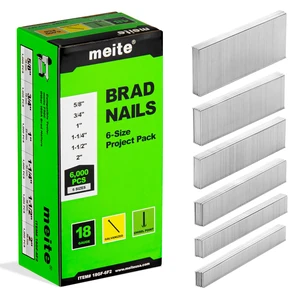 18 Gauge Brad Nails, 6 Sizes (5/8",3/4",1",1-1/4",1-1/2",2") 6,000Pcs Galvanized Assorted 6 Sizes Small Finishing Nails for Pneumatic, Electric 18GA Brad Nail Gun Nailer, Project Pack 18 Gauge Brad Nails, 6 Sizes (5/8",3/4",1",1-1/4",1-1/2",2") 6,000Pcs Galvanized Assorted 6 Sizes Small Finishing Nails for Pneumatic, Electric 18GA Brad Nail Gun Nailer, Project Pack