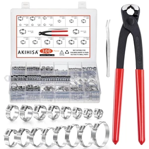 300pcs 16 Sizes Single Ear Hose Clamps, 5.3-36.1mm Stainless Steel_304 Crimp Hose Clamps Cinch Rings Assortment Kit for Automotive, Pipe, Plumbing 300pcs 16 Sizes Single Ear Hose Clamps, 5.3-36.1mm Stainless Steel_304 Crimp Hose Clamps Cinch Rings Assortment Kit for Automotive, Pipe, Plumbing