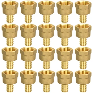 20 Pack PEX 1/2" x 1/2" NPT Female Fittings, Brass, Full Port for PEX pipes in plumbing jobs 20 Pack PEX 1/2" x 1/2" NPT Female Fittings, Brass, Full Port for PEX pipes in plumbing jobs