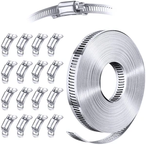 Stainless Steel Worm Gear Hose Clamp Assortment Kit, Cut-To-Fit DIY 35FT Strap+16 Fasteners, Large Adjustable Band Clamps Strapping for Pole Mount, HVAC Duct Pipe, Muffler, Segmented Rings Stainless Steel Worm Gear Hose Clamp Assortment Kit, Cut-To-Fit DIY 35FT Strap+16 Fasteners, Large Adjustable Band Clamps Strapping for Pole Mount, HVAC Duct Pipe, Muffler, Segmented Rings