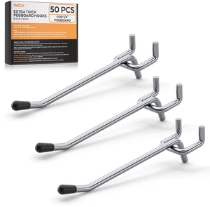 50 Pack 4 Inch Pegboard Hooks with Rubber Tipped, 1/4" Heavy Duty Peg Board Hooks Accessories,Peg Board Tool Hangers Fit 1/4" Pegboard, For Hanging Tools Garage, Craft Room, Kitchen, Store 50 Pack 4 Inch Pegboard Hooks with Rubber Tipped, 1/4" Heavy Duty Peg Board Hooks Accessories,Peg Board Tool Hangers Fit 1/4" Pegboard, For Hanging Tools Garage, Craft Room, Kitchen, Store
