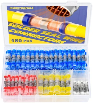 180PCS Solder Seal Wire Connectors Kit, 4 Colors/4 Sizes 26-10 AWG, Wire Gauge Markings, Clear Sleeves, Hot-Melt Adhesive Rings, Compartment Storage, Automotive Wiring 180PCS Solder Seal Wire Connectors Kit, 4 Colors/4 Sizes 26-10 AWG, Wire Gauge Markings, Clear Sleeves, Hot-Melt Adhesive Rings, Compartment Storage, Automotive Wiring