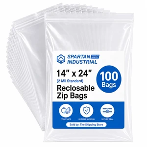 14 X 24 (100 Count) 2 Mil Clear Reclosable Zip Plastic Poly Bags with Resealable Lock Seal Zipper 14 X 24 (100 Count) 2 Mil Clear Reclosable Zip Plastic Poly Bags with Resealable Lock Seal Zipper