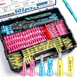 501PCS Heat Shrink Bullet Connectors with Crimping Tool 22-10AWG Waterproof Bullet connectors Heat Shrink Female&Male Connector for Automotive Boat Stereo Industrial Equipment 501PCS Heat Shrink Bullet Connectors with Crimping Tool 22-10AWG Waterproof Bullet connectors Heat Shrink Female&Male Connector for Automotive Boat Stereo Industrial Equipment