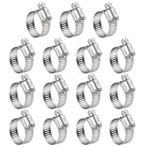 Stainless Steel Hose Clamps - 15 PK Worm Gear Drive Hose Clamps SAE 20 Clamping Range 3/4'' to 1-3/4'' (20mm-44mm) for Automotive Plumbing, 3/4'', 1'', 1 1/4'', 1 1/2'' Stainless Steel Hose Clamps - 15 PK Worm Gear Drive Hose Clamps SAE 20 Clamping Range 3/4'' to 1-3/4'' (20mm-44mm) for Automotive Plumbing, 3/4'', 1'', 1 1/4'', 1 1/2''