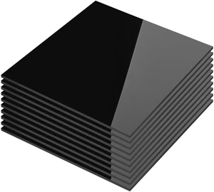 Pack of 10 Black Cast Acrylic Sheet 12" x 12" x 1/8" Thick (3mm) Opaque; Plexiglass Panel; Square; for Craft Projects, Sign, Laser Cutting, Engraving, Photography Pack of 10 Black Cast Acrylic Sheet 12" x 12" x 1/8" Thick (3mm) Opaque; Plexiglass Panel; Square; for Craft Projects, Sign, Laser Cutting, Engraving, Photography