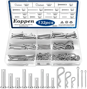 132Pcs Clevis Pin Cotter Pin Hair Pin Assortment Kit - 304 Stainless Steel 15 Sizes Cotter Pin & R Clips Pin Zinc-Plated Single Hole Flat Head Clevis Pins 132Pcs Clevis Pin Cotter Pin Hair Pin Assortment Kit - 304 Stainless Steel 15 Sizes Cotter Pin & R Clips Pin Zinc-Plated Single Hole Flat Head Clevis Pins