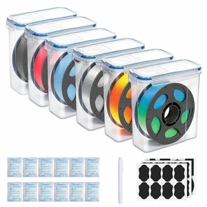 Filament Storage Box 6 Pack with Desiccants, Labels for 3D Printing Silicone Sealed Storage Container Airtight Anti-impact Stackable for 1.75mm Filament PLA ABS PETG TPU Nylon Transparent Filament Storage Box 6 Pack with Desiccants, Labels for 3D Printing Silicone Sealed Storage Container Airtight Anti-impact Stackable for 1.75mm Filament PLA ABS PETG TPU Nylon Transparent