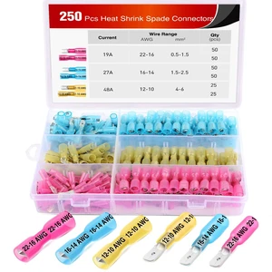 250PCS Male Female Fully Insulated Heat Shrink Spade Terminal | Electrical Waterproof Wire Connectors for 22-16AWG 16-14AWG 12-10AWG Wires for Automotive Marine Wiring Project 250PCS Male Female Fully Insulated Heat Shrink Spade Terminal | Electrical Waterproof Wire Connectors for 22-16AWG 16-14AWG 12-10AWG Wires for Automotive Marine Wiring Project