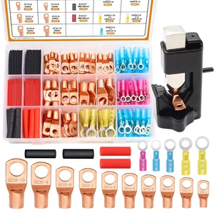 180PCS Copper Wire Lugs with Tool AWG 2 4 6 8 10 12 14 16 Gauge Battery Terminal Connectors Battery Cable Ends Connectors Copper Ring Terminal Kit with Heat Shrink 180PCS Copper Wire Lugs with Tool AWG 2 4 6 8 10 12 14 16 Gauge Battery Terminal Connectors Battery Cable Ends Connectors Copper Ring Terminal Kit with Heat Shrink
