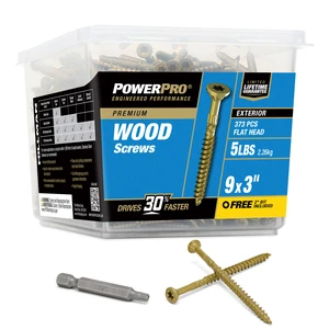 Exterior Wood Screws, #9 x 3in, 373 Pack, Bronze Epoxy finish, Star drive with T25 bit, For decking and treated lumber, All-Purpose Deck Screws, Outdoor Projects Exterior Wood Screws, #9 x 3in, 373 Pack, Bronze Epoxy finish, Star drive with T25 bit, For decking and treated lumber, All-Purpose Deck Screws, Outdoor Projects