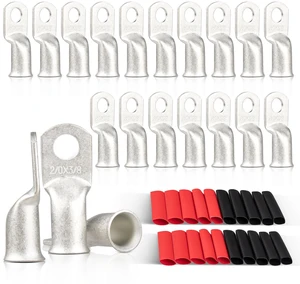 20PCS 2/0 AWG-3/8 Marine Grade Wire Lugs, Tinned Copper Ring Terminal Connectors Ends W/3:1 Dual Wall Adhesive Heat Shrink Tubing, Heavy Duty Anti-Rust Battery Cable Ends 20PCS 2/0 AWG-3/8 Marine Grade Wire Lugs, Tinned Copper Ring Terminal Connectors Ends W/3:1 Dual Wall Adhesive Heat Shrink Tubing, Heavy Duty Anti-Rust Battery Cable Ends
