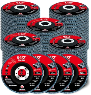 60 Pack Flap Discs 4 1/2 for Angle Grinder, 40/60/80/120 Grit Type 29 Zirconia Abrasive Grinding Wheel, 7/8" Flap Sanding Disc for Metal, Wood, Stainless Steel Finishing 60 Pack Flap Discs 4 1/2 for Angle Grinder, 40/60/80/120 Grit Type 29 Zirconia Abrasive Grinding Wheel, 7/8" Flap Sanding Disc for Metal, Wood, Stainless Steel Finishing