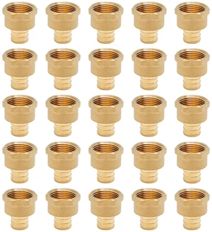 25-Pack 3/4" PEX to 3/4" Female NPT Adapter Fittings Brass 25-Pack 3/4" PEX to 3/4" Female NPT Adapter Fittings Brass