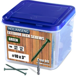 Deck Screws 3 Inch, #10 x 3, 5lb, Rust Resistant, Green Epoxy Coated, Outdoor Screws, Torx/Star Drive, T25 Bit Deck Screws 3 Inch, #10 x 3, 5lb, Rust Resistant, Green Epoxy Coated, Outdoor Screws, Torx/Star Drive, T25 Bit