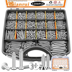 1200 PCS Wood Screws Assortment Kit, Assorted 304 Stainless Steel Screws M3/M4/M5/M6, Phillips Drive Sheet Metal Self Tapping Screw Set Marine Grade (Pan & Flat Head Screw) Length 1/4" to 2" 1200 PCS Wood Screws Assortment Kit, Assorted 304 Stainless Steel Screws M3/M4/M5/M6, Phillips Drive Sheet Metal Self Tapping Screw Set Marine Grade (Pan & Flat Head Screw) Length 1/4" to 2"