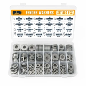 500 Pcs 304 Stainless Steel Fender Washers, M3-M12 & SAE Sizes Extra-Wide Bearing Surface, Helps Prevent Pull-Through and Surface Damage, Reusable Storage Case 500 Pcs 304 Stainless Steel Fender Washers, M3-M12 & SAE Sizes Extra-Wide Bearing Surface, Helps Prevent Pull-Through and Surface Damage, Reusable Storage Case