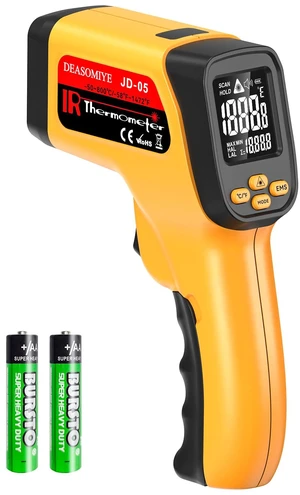 Non-Contact Infrared Thermometer Gun, High Accuracy -58°F to 1472°F, Adjustable Emissivity, Ir Thermometer with Backlit LCD, Over-Temp Alarm, Laser Temperature Gun for Cooking,BBQ,HVAC Non-Contact Infrared Thermometer Gun, High Accuracy -58°F to 1472°F, Adjustable Emissivity, Ir Thermometer with Backlit LCD, Over-Temp Alarm, Laser Temperature Gun for Cooking,BBQ,HVAC