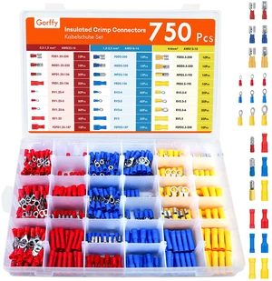 750PCS Wire Connectors Kit, Male and Female Spade Connectors, 27 Types Electrical Connector Kit 0.5-6.0mm², Insulated Terminal Connector, Includes Spade Ring Fork Wire Terminal 750PCS Wire Connectors Kit, Male and Female Spade Connectors, 27 Types Electrical Connector Kit 0.5-6.0mm², Insulated Terminal Connector, Includes Spade Ring Fork Wire Terminal