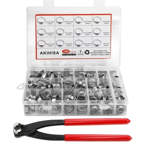 180 PCS Single Ear Hose Clamps, 12 Sizes 5.3-33.1mm Crimp Hose Clamps with Ear Clamps Pincer, 304 Stainless Steel Crimp Pinch Fitting Tools Kit 180 PCS Single Ear Hose Clamps, 12 Sizes 5.3-33.1mm Crimp Hose Clamps with Ear Clamps Pincer, 304 Stainless Steel Crimp Pinch Fitting Tools Kit
