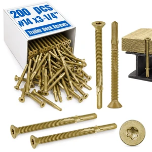 200Pcs Trailer Deck Screws #14 X 3-1/4" Metal Self Tapping Screw,Bronze Wood to Metal Self Tapping Screws Bulk Self Drilling Screws with Star Head for for Trailers Decking Fastening Flatbeds 200Pcs Trailer Deck Screws #14 X 3-1/4" Metal Self Tapping Screw,Bronze Wood to Metal Self Tapping Screws Bulk Self Drilling Screws with Star Head for for Trailers Decking Fastening Flatbeds