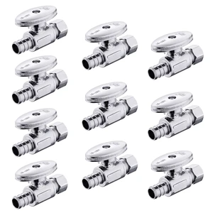 10Pcs Straight Stop Valve,1/2"Crimp Pex x 3/8"OD Comp(VALVE088-10) 1/4 Turn Straight Water Shut Off Valve,Chrome Plated Brass 10Pcs Straight Stop Valve,1/2"Crimp Pex x 3/8"OD Comp(VALVE088-10) 1/4 Turn Straight Water Shut Off Valve,Chrome Plated Brass