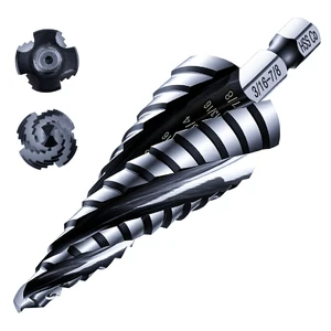 toolant M35 Cobalt Step Drill Bit, 3/16"-7/8", TiAlN, 1/4" Hex Shank M35 Cobalt HSS; TiAlN Coating; Four Spiral Flutes; 1/4" Hex Shank Unibit; Metal/Stainless/Aluminum/Plastic toolant M35 Cobalt Step Drill Bit, 3/16"-7/8", TiAlN, 1/4" Hex Shank M35 Cobalt HSS; TiAlN Coating; Four Spiral Flutes; 1/4" Hex Shank Unibit; Metal/Stainless/Aluminum/Plastic